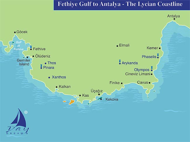 FETHIYE GULF TO ANTALYA - The Lycian Coastline